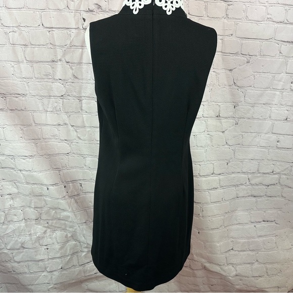 vince camuto black white sheath dress crochet lace collar/neckline detail sz 10 - Picture 3 of 11